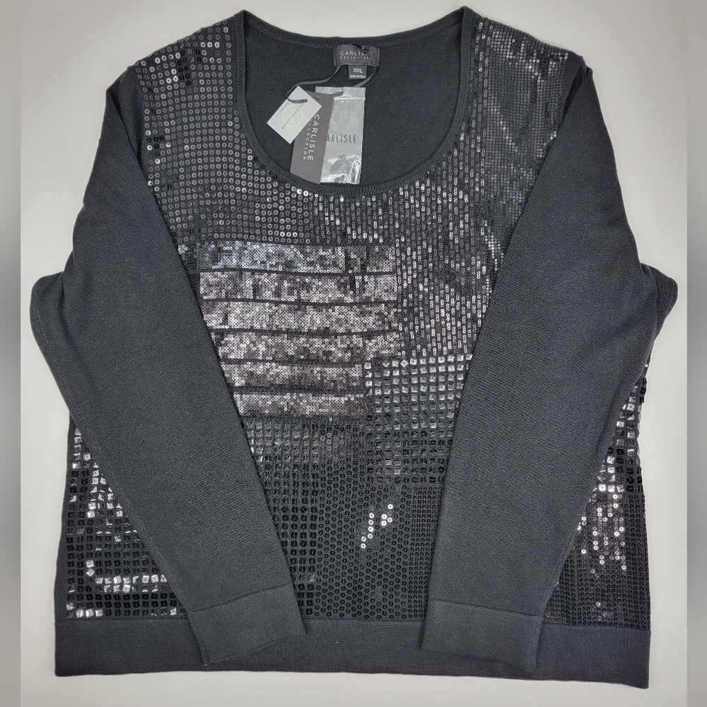 NEW CARLISLE COLLECTION Carnegie Sequin Silk Sweater Top Women's Size XXL NWT